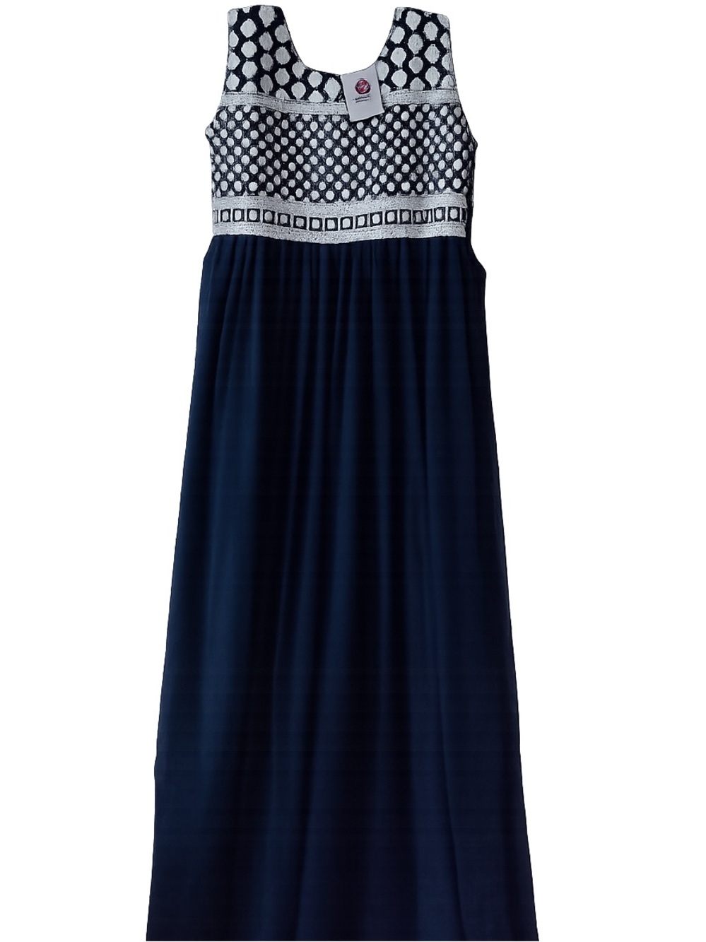 Embroidered Bodice Navy Maxi Dress - Unbranded